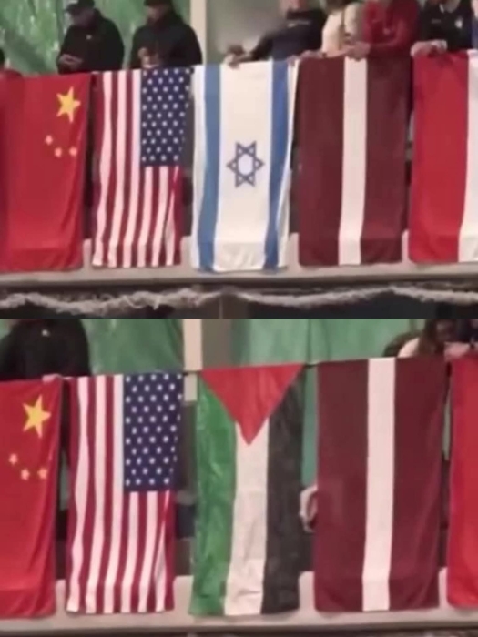 شاب اسباني يزيل علم الاحتلال ويستبدله بعلم فلسطين خلال بطولة كأس العالم للمبارزة